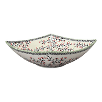 A picture of a Polish Pottery Large Nut Dish (Cherry Blossoms) | M121S-DPGJ as shown at PolishPotteryOutlet.com/products/square-bowl-cherry-blossoms-m121s-dpgj