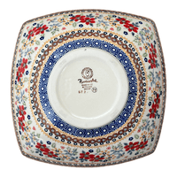 A picture of a Polish Pottery Large Nut Dish (Ruby Duet) | M121S-DPLC as shown at PolishPotteryOutlet.com/products/large-nut-bowl-ruby-duet-m121s-dplc