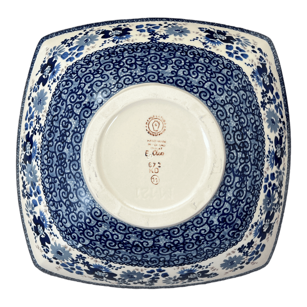 Bowl, Square, Nut, Large, 10.5" in "Blue Life" by Manufaktura | M121S-EO39