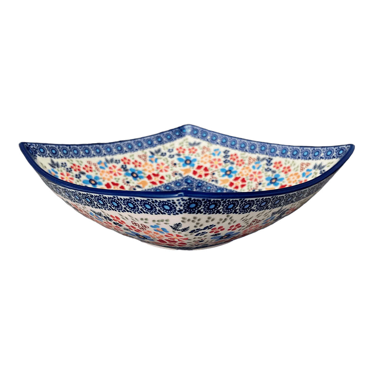 Bowl, Square, Nut, Large, 10.5" in "Festive Flowers" by Manufaktura | M121S-IZ16