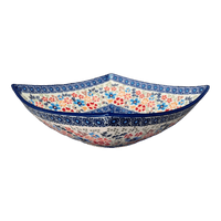 A picture of a Polish Pottery Large Nut Dish (Festive Flowers) | M121S-IZ16 as shown at PolishPotteryOutlet.com/products/large-nut-bowl-festive-flowers-m121s-iz16