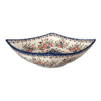 A picture of a Polish Pottery Large Nut Dish (Poppy Persuasion) | M121S-P265 as shown at PolishPotteryOutlet.com/products/square-bowl-poppy-persuasion-m121s-p265