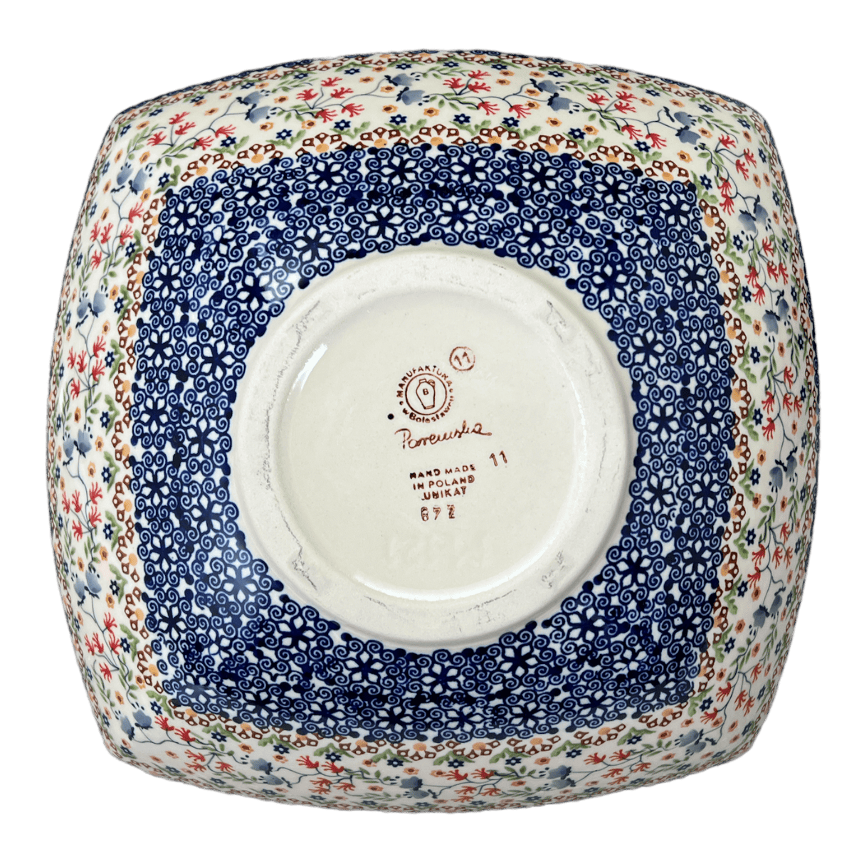 Bowl, Square, Nut, Large, 10.5" in "Wildflower Delight" by Manufaktura | M121S-P273