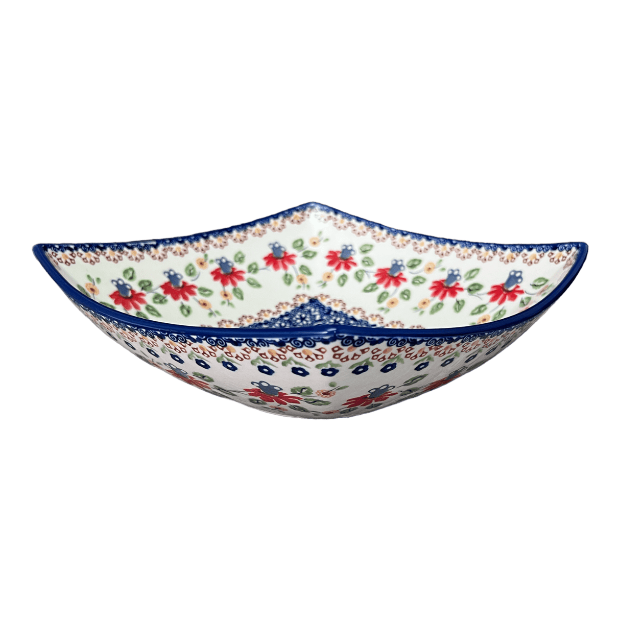 Bowl, Square, Nut, Large, 10.5" in "Mediterranean Blossoms" by Manufaktura | M121S-P274