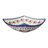A picture of a Polish Pottery Large Nut Dish (Mediterranean Blossoms) | M121S-P274 as shown at PolishPotteryOutlet.com/products/large-nut-dish-mediterranean-blossoms-m121s-p274