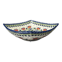 A picture of a Polish Pottery Large Nut Dish (Floral Fans) | M121S-P314 as shown at PolishPotteryOutlet.com/products/large-nut-bowl-floral-fans-m121s-p314