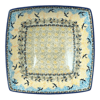 A picture of a Polish Pottery Large Nut Dish (Soaring Swallows) | M121S-WK57 as shown at PolishPotteryOutlet.com/products/square-bowl-soaring-swallows-m121s-wk57