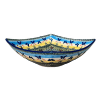 A picture of a Polish Pottery Large Nut Dish (Butterflies in Flight) | M121S-WKM as shown at PolishPotteryOutlet.com/products/large-nut-dish-butterflies-in-flight-m121s-wkm
