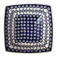 A picture of a Polish Pottery Large Nut Dish (Floral Peacock) | M121T-54KK as shown at PolishPotteryOutlet.com/products/large-nut-dish-floral-peacock-m121t-54kk