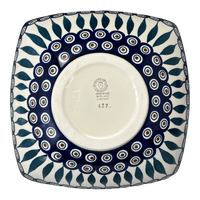 A picture of a Polish Pottery Large Nut Dish (Peacock) | M121T-54 as shown at PolishPotteryOutlet.com/products/large-nut-dish-peacock-m121t-54