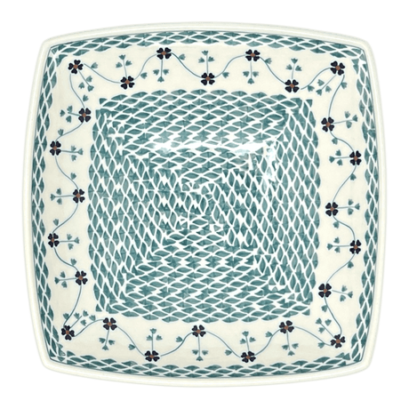 Bowl, Square, Nut, Large, 10.5" in "Woven Pansies" by Manufaktura | M121T-RV