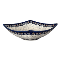 A picture of a Polish Pottery Large Nut Dish (Peacock Dot) | M121U-54K as shown at PolishPotteryOutlet.com/products/large-nut-dish-peacock-dot-m121u-54k