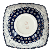 A picture of a Polish Pottery Large Nut Dish (Peacock Dot) | M121U-54K as shown at PolishPotteryOutlet.com/products/large-nut-dish-peacock-dot-m121u-54k