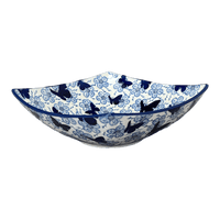 A picture of a Polish Pottery Large Nut Dish (Blue Butterfly) | M121U-AS58 as shown at PolishPotteryOutlet.com/products/large-nut-dish-blue-butterfly-m121u-as58