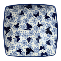 A picture of a Polish Pottery Large Nut Dish (Blue Butterfly) | M121U-AS58 as shown at PolishPotteryOutlet.com/products/large-nut-dish-blue-butterfly-m121u-as58