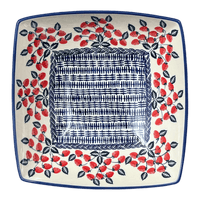 A picture of a Polish Pottery Large Nut Dish (Fresh Strawberries) | M121U-AS70 as shown at PolishPotteryOutlet.com/products/large-nut-dish-fresh-strawberries-m121u-as70