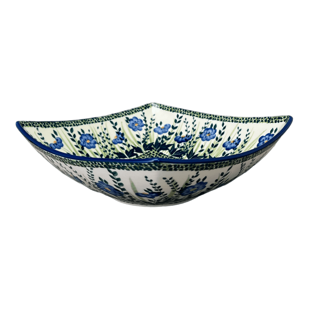 Bowl, Square, Nut, Large, 10.5" in "Bouncing Blue Blossoms" by Manufaktura | M121U-IM03