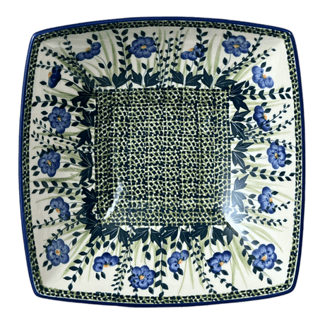 Bowl, Square, Nut, Large, 10.5" in "Bouncing Blue Blossoms" by Manufaktura | M121U-IM03
