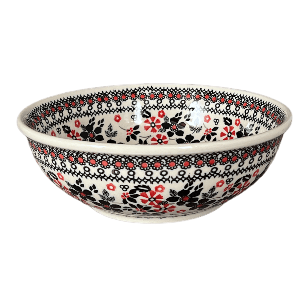 Bowl, Round, 8.5" in "Duet in Black & Red" by Manufaktura | M135S-DPCC