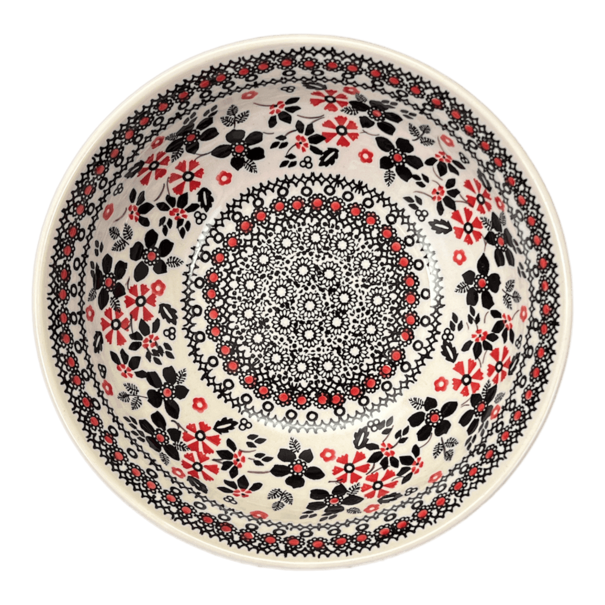 Bowl, Round, 8.5" in "Duet in Black & Red" by Manufaktura | M135S-DPCC