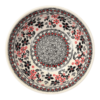 A picture of a Polish Pottery 8.5" Bowl (Duet in Black & Red) | M135S-DPCC as shown at PolishPotteryOutlet.com/products/8-5-bowl-duet-in-black-red-m135s-dpcc