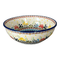 A picture of a Polish Pottery 8.5" Bowl (Beautiful Botanicals) | M135S-DPOG as shown at PolishPotteryOutlet.com/products/8-5-bowl-beautiful-botanicals-m135s-dpog