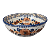 A picture of a Polish Pottery 8.5" Bowl (Bouquet in a Basket) | M135S-JZK as shown at PolishPotteryOutlet.com/products/8-5-bowl-bouquet-in-a-basket-m135s-jzk