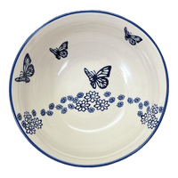 A picture of a Polish Pottery 8.5" Bowl (Butterfly Garden) | M135T-MOT1 as shown at PolishPotteryOutlet.com/products/8-5-bowl-butterfly-garden-m135t-mot1