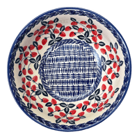 A picture of a Polish Pottery 8.5" Bowl (Fresh Strawberries) | M135U-AS70 as shown at PolishPotteryOutlet.com/products/8-5-bowl-fresh-strawberries-m135u-as70