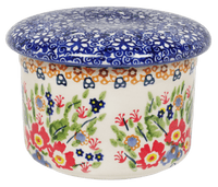 Butter Crock (Blue Floral Vines)  Y1512-D1210A - The Polish Pottery Outlet