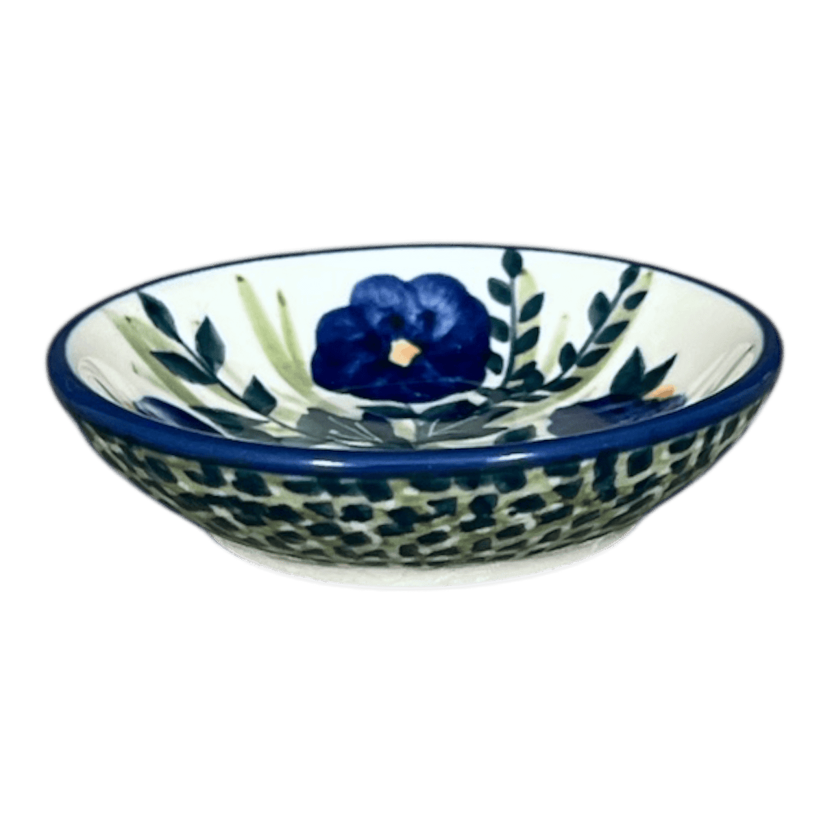 Bowl, Round, Shallow, 3" in "Bouncing Blue Blossoms" by Manufaktura | M150U-IM03