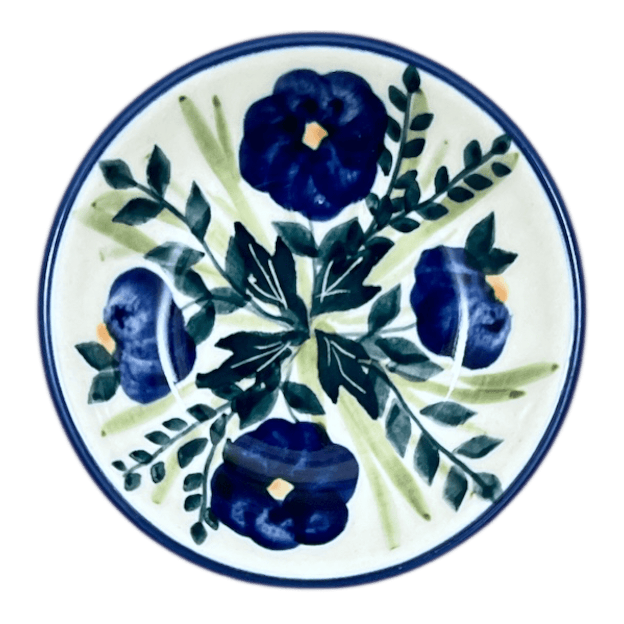 Bowl, Round, Shallow, 3" in "Bouncing Blue Blossoms" by Manufaktura | M150U-IM03