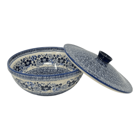 Bowl, Round, with Lid, 9.5" in "Blue Life" by Manufaktura | M159S-EO39