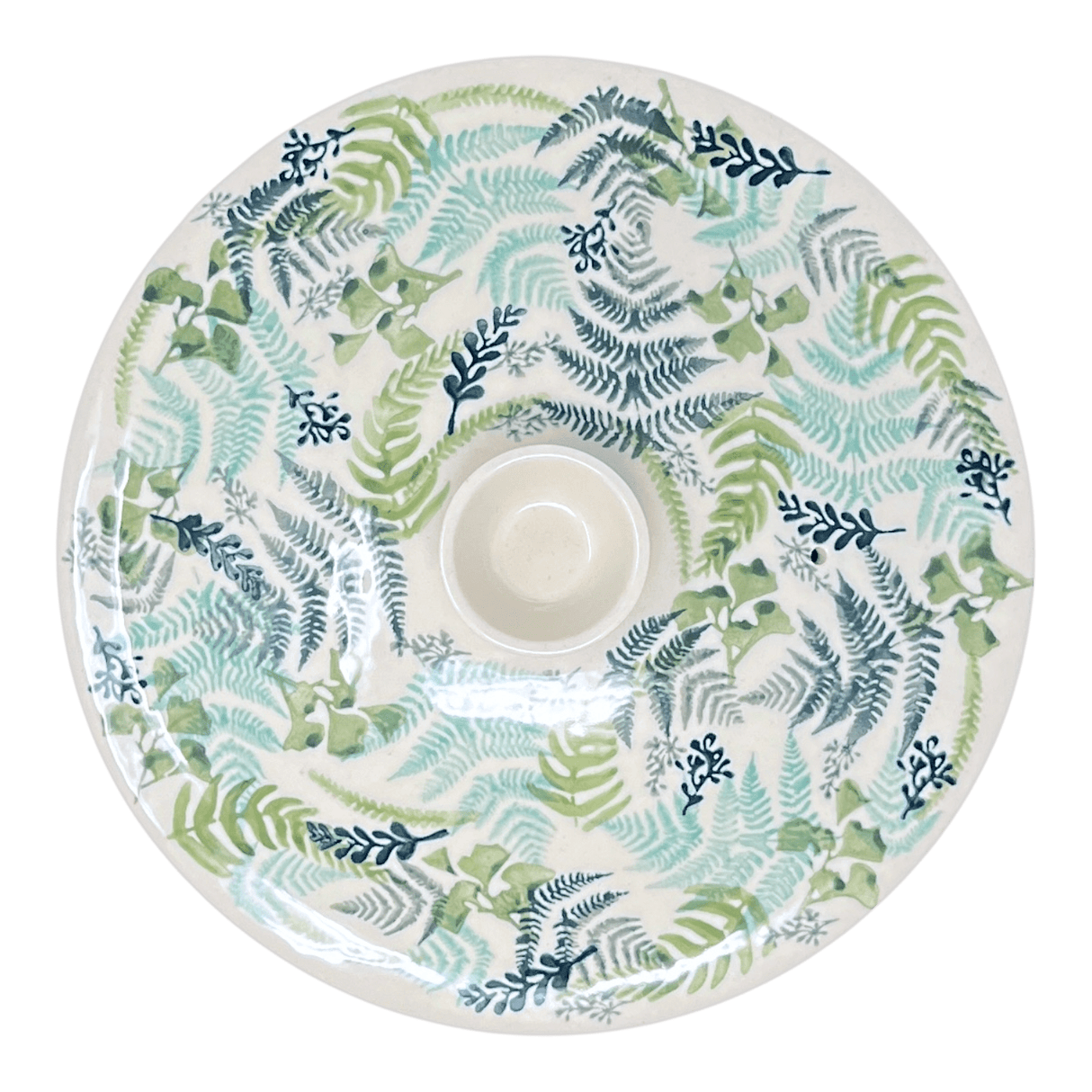 Bowl, Round, with Lid, 9.5" in "Scattered Ferns" by Manufaktura | M159S-GZ39