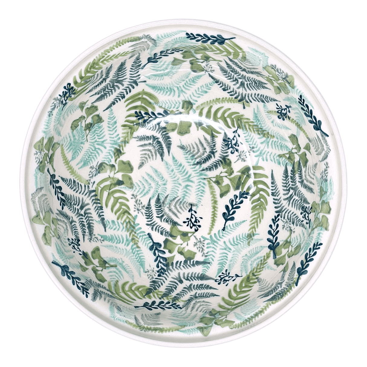 Bowl, Round, with Lid, 9.5" in "Scattered Ferns" by Manufaktura | M159S-GZ39