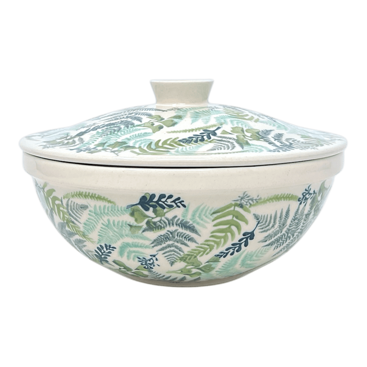 Bowl, Round, with Lid, 9.5" in "Scattered Ferns" by Manufaktura | M159S-GZ39