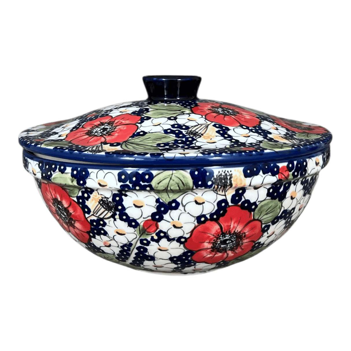 Bowl, Round, with Lid, 9.5" in "Poppies & Posies" by Manufaktura | M159S-IM02