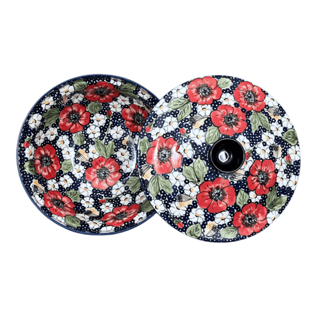Bowl, Round, with Lid, 9.5" in "Poppies & Posies" by Manufaktura | M159S-IM02