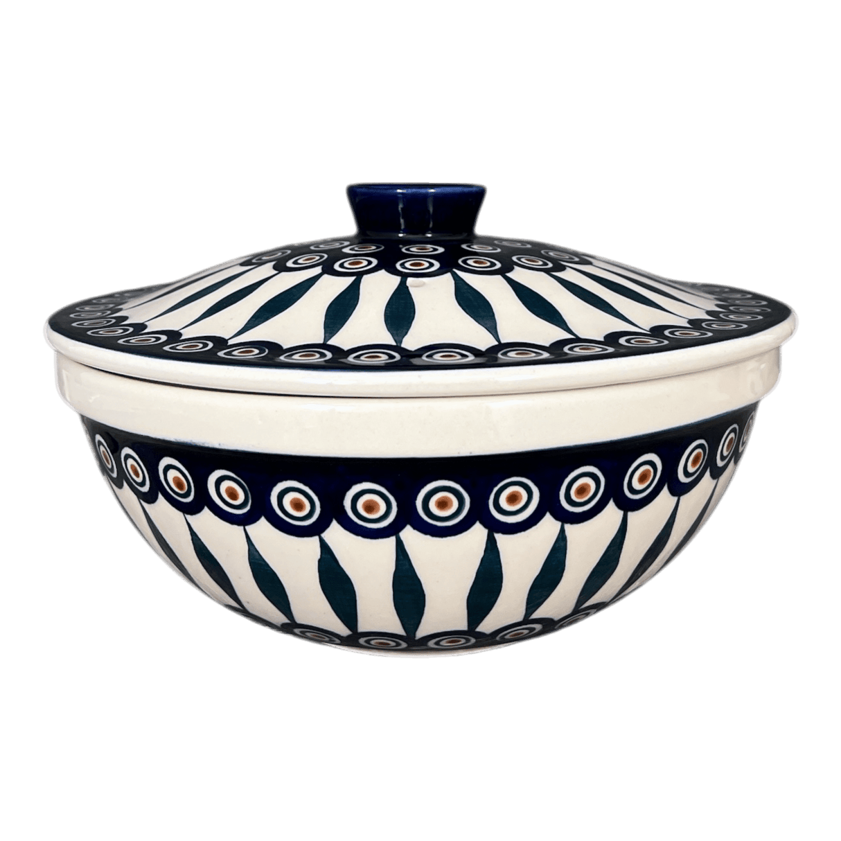 Bowl, Round, with Lid, 9.5" in "Peacock" by Manufaktura | M159T-54