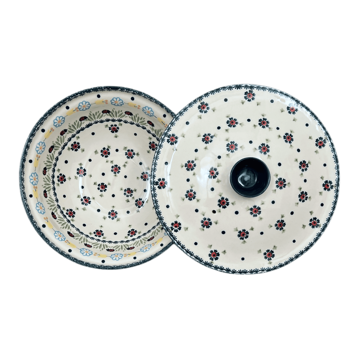 Bowl, Round, with Lid, 9.5" in "Lady Bugs" by Manufaktura | M159T-IF45