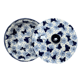 Bowl, Round, with Lid, 9.5" in "Blue Butterfly" by Manufaktura | M159U-AS58