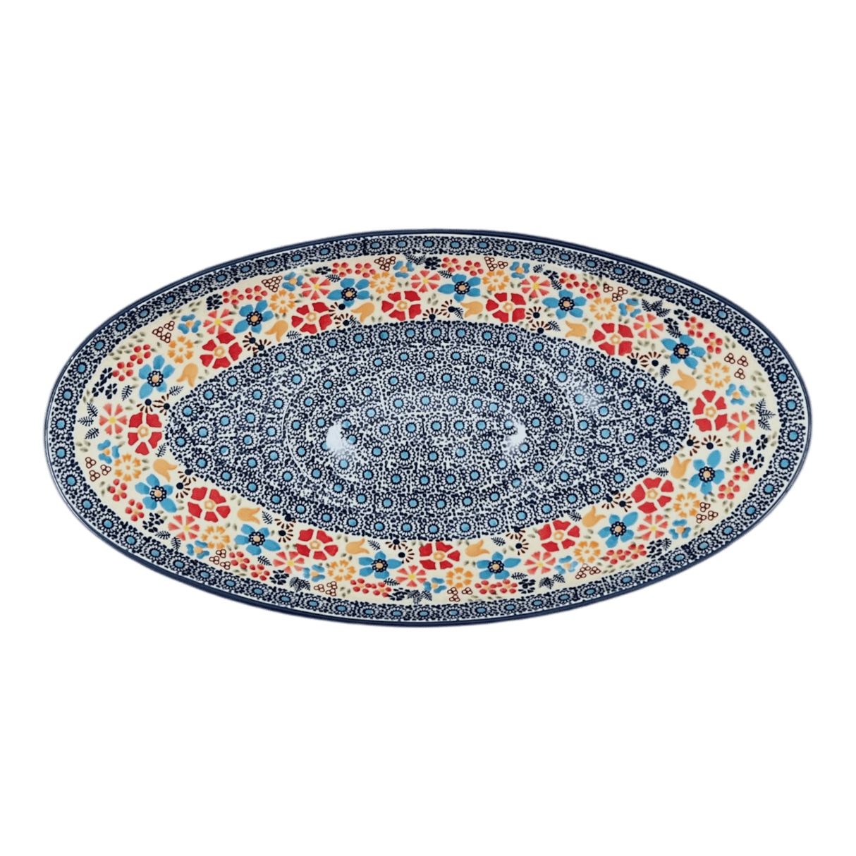 Bowl, Oblong, Serving, Large, 15.75" x 8.25" in "Festive Flowers" by Manufaktura | M168S-IZ16