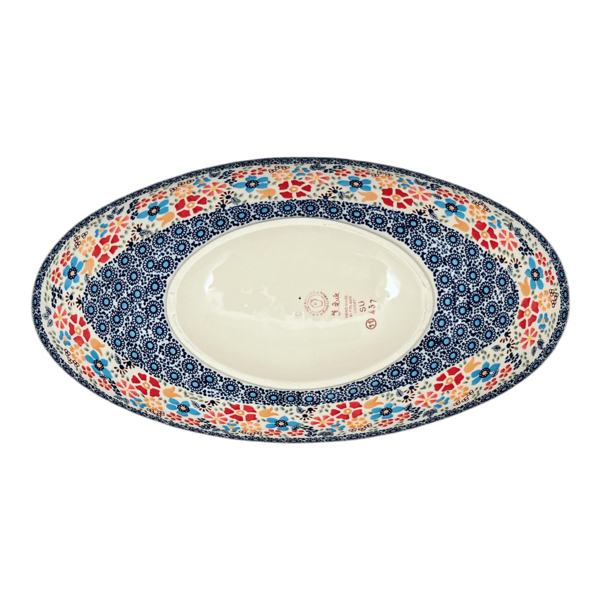 Bowl, Oblong, Serving, Large, 15.75" x 8.25" in "Festive Flowers" by Manufaktura | M168S-IZ16