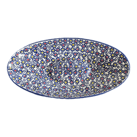A picture of a Polish Pottery Large Oblong Serving Bowl (Field of Daisies) | M168S-S001 as shown at PolishPotteryOutlet.com/products/large-oblong-serving-bowl-field-of-daisies-m168s-s001