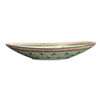A picture of a Polish Pottery Large Oblong Serving Bowl (Capistrano) | M168S-WK59 as shown at PolishPotteryOutlet.com/products/large-oblong-serving-bowl-capistrano-m168s-wk59