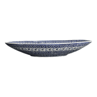 A picture of a Polish Pottery Large Oblong Serving Bowl (Butterfly Border) | M168T-P249 as shown at PolishPotteryOutlet.com/products/large-oblong-serving-bowl-butterfly-border-m168t-p249