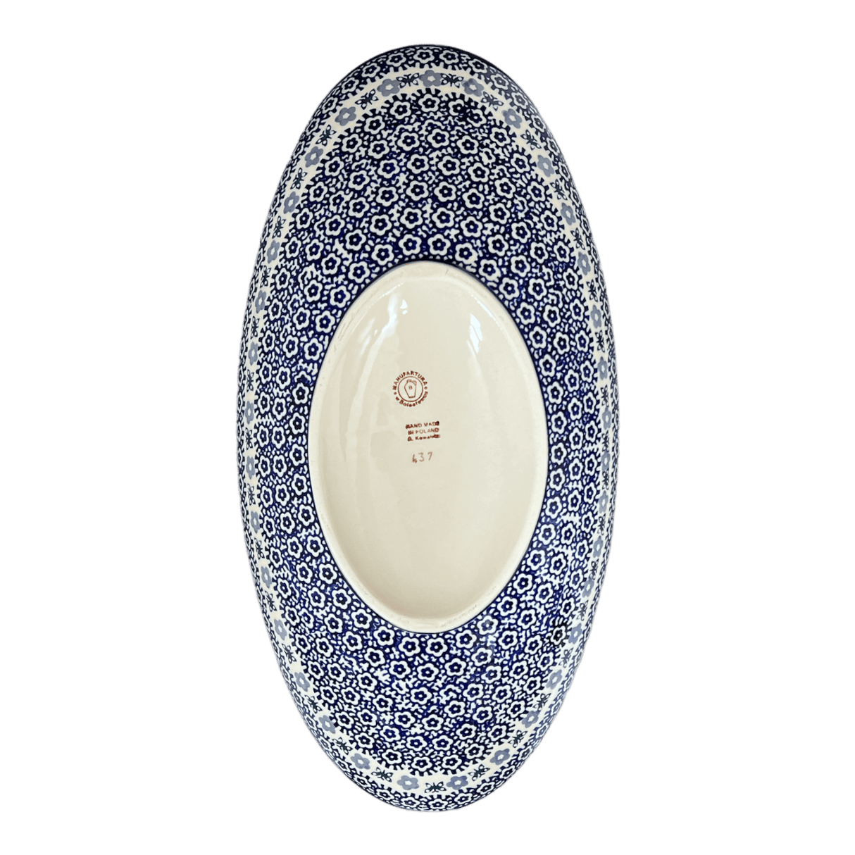 Bowl, Oblong, Serving, Large, 15.75" x 8.25" in "Butterfly Border" by Manufaktura | M168T-P249