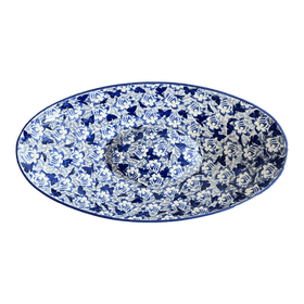 Polish Pottery Large Oblong Serving Bowl (Dusty Blue Butterflies) | M168U-AS56 Additional Image at PolishPotteryOutlet.com