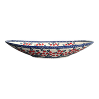 A picture of a Polish Pottery Large Oblong Serving Bowl (Fresh Strawberries) | M168U-AS70 as shown at PolishPotteryOutlet.com/products/large-oblong-serving-bowl-fresh-strawberries-m168u-as70