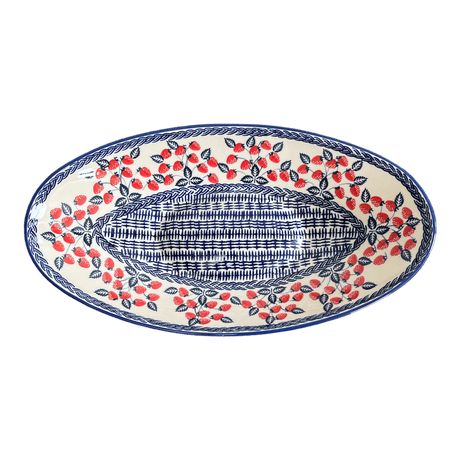 Bowl, Oblong, Serving, Large, 15.75" x 8.25" in "Fresh Strawberries" by Manufaktura | M168U-AS70